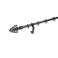 16 mm Ø Pápa függönykarnis szett, 1 soros, fekete, lapostartóval (240 cm) karnis, függönyrúd
