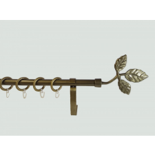 16 mm Ø Tata függönykarnis szett, 1 soros, bronz, lapostartóval (120 cm) karnis, függönyrúd