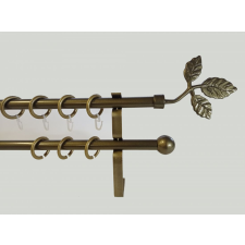  16 mm Ø Tata karnis szett, 2 soros, bronz, lapostartóval (180 cm) karnis, függönyrúd