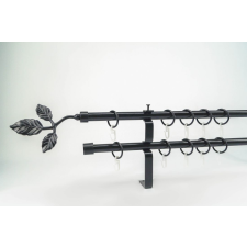 16 mm Ø Tata karnis szett, 2 soros, fekete, lapostartóval (160 cm) karnis, függönyrúd