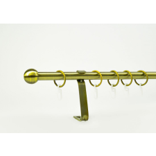 16 mm Ø Veszprém függönykarnis szett, 1 soros, óarany, lapostartóval (120 cm) karnis, függönyrúd