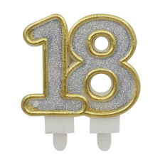  18-as ezüst színű számgyertya sütés és főzés