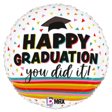  18 inch-es Happy Graduation Festive Ballagási Fólia Lufi party kellék