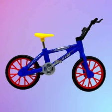  1:18 Kerékpár modell finger bike ujj bicikli  + bólyák + kuka + stand - kék makett