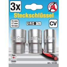  1/2" dugófej készlet, 15-17-19 mm (BGS 15125) dugókulcs