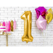 1. szám, fólia lufi, 86 cm, arany party kellék