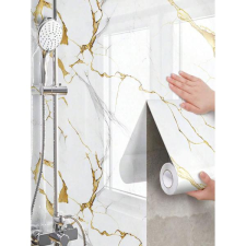  1 Tekercs Vízálló Aranyozott Márványmintás Tapéta, 45x500 cm, Fehér 35703384-F tapéta, díszléc és más dekoráció