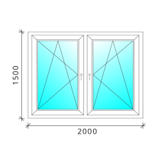  200x150 Tokosztott nyb/nyb műanyag ablak nyílászáró