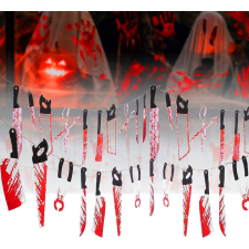 20 db-os NGERTT Halloween díszkészlet, műanyag, fekete/piros/ezüst dekoráció
