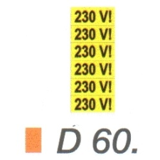 230 V! D60 információs címke