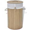  242723 Bamboo Laundry Bin Round Natural