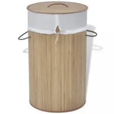  242723 Bamboo Laundry Bin Round Natural bútor