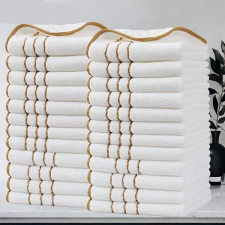  24 részes arany csíkos 35x35cm  törölköző szett fehér RB6623627-F lakástextília