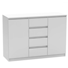  2 ajtós komód 4 fiókkal, fehér, HANY NEW 010 bútor