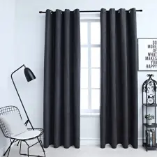  2 db antracitszürke sötétítőfüggöny fémgyűrűkkel 140 x 245 cm redőny