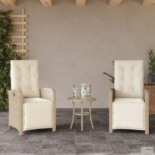  2 db bézs polyrattan dönthető kerti szék lábtartóval kerti bútor