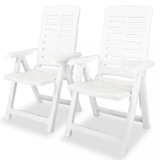  2 db fehér dönthető műanyag kerti szék kerti bútor