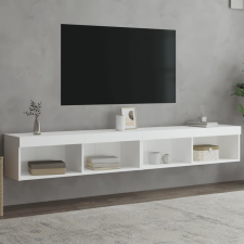2 db fehér TV-szekrény LED-világítással 100x30x30 cm bútor