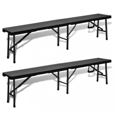  2 db fekete összecsukható hdpe kerti pad 180 cm kerti bútor