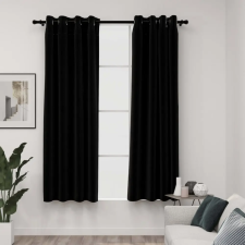  2 db fekete, vászonhatású sötétítőfüggöny fűzőkarikával 140 x 175 cm lakástextília