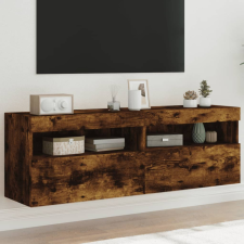 2 db füstös tölgy fali TV-szekrény LED-ekkel 60x30x40 cm bútor