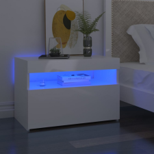  2 db magasfényű fehér éjjeliszekrény LED-lámpákkal 60x35x40 cm bútor
