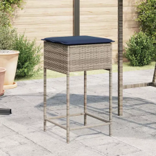  2 db szürke polyrattan kerti bárszék párnákkal kerti bútor