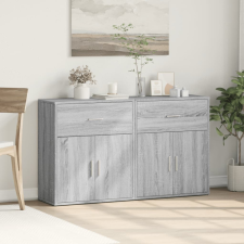  2 db szürke sonoma színű szerelt fa tálalószekrény 60x31x70 cm bútor