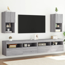 2 db szürke sonoma TV-szekrény LED lámpákkal 30,5x30x60 cm bútor