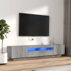  2 részes szürke sonoma színű fa TV-szekrény szett LED-lámpákkal