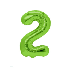 2. szám, fólia lufi, 100 cm, zöld party kellék