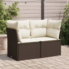  2 személyes barna polyrattan kerti kanapé párnával kerti bútor