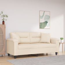 2 személyes bézs mikroszálas szövetkanapé párnákkal 140 cm bútor