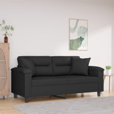  2 személyes fekete mikroszálas szövetkanapé párnákkal 140 cm bútor