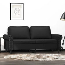  2 személyes fekete műbőr kanapé 140 cm bútor