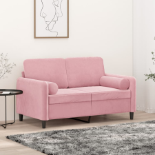 2 személyes rózsaszín bársony kanapé díszpárnákkal 120 cm bútor
