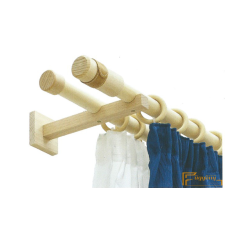  (2 szín 3 méret) Tömörfa karnis szett dupla-Natural-150cm karnis, függönyrúd