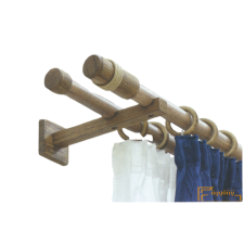  (2 szín 3 méret) Tömörfa karnis szett dupla-Rustical-250cm karnis, függönyrúd