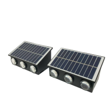2db LED napelemes lámpa, ABS, 6 LED, 6W, IP65, 140x90x70mm kültéri világítás