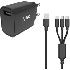 2go Netzladegerät (2-t.) 1x USB 1x Micro USB 1x Lightning sw (797257) mobiltelefon kellék