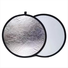  2in1 Ezüst &amp; Fehér Derítőlap -Fotós Refklektor és Derítő háttér (80cm) derítőlap