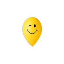 30 cm-es kacsintós sárga smiley printelt gumi léggömb - 100 db / csomag party kellék