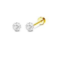 316L Arany Színű Gömb Alakú Labret Piercing Cirkónia Kővel - 4 mm egyéb ékszer