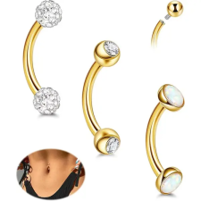  316L Arany Színű Köldök És Szemöldök Piercing Szett Kővel - 8MM egyéb ékszer