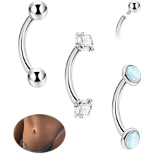  316L Ezüst Színű Köldök És Szemöldök Piercing Szett Opál Kővel - 8MM egyéb ékszer