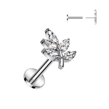  316L Orvosi Acél Labret Piercing Levél Dísszel - Ezüst egyéb ékszer