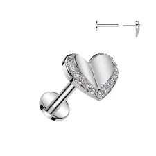  316L Orvosi Acél Labret Piercing Szív Dísszel - Ezüst egyéb ékszer