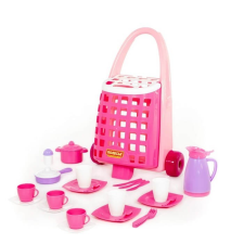  31 darabos játék étkészlet kiskocsival (rózsaszín) konyhakészlet