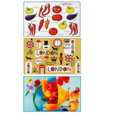  3 darabos konyharuha szett zöldséges, londoni és gyümölcsös mintával KSZT-2 lakástextília