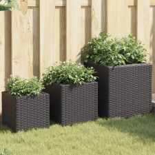  3 db fekete polyrattan kerti ültetőláda kerti tárolás